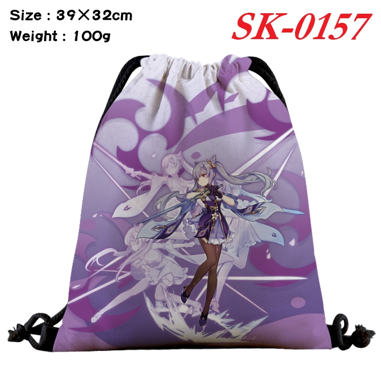 Genshin Impact  cartoon Waterproof Nylon Full Color Drawstring Pocket 39x32cm SK-0157