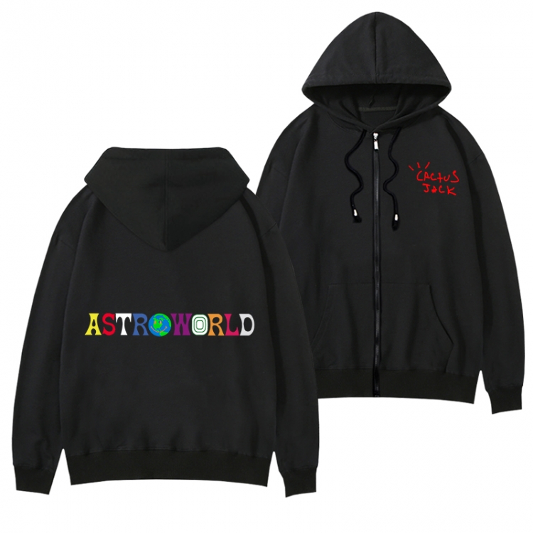 Travis Scott Black Hooded Thick Zip Jacket Sweatshirt from S to 3XL