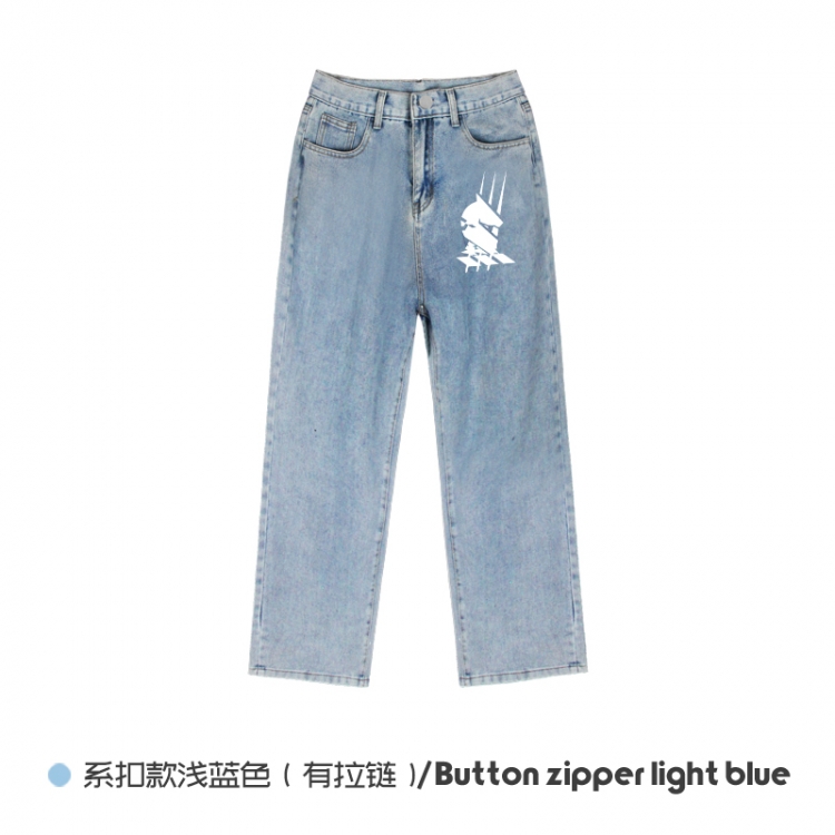 Arknights Elasticated No-Zip Denim Trousers from M to 3XL 