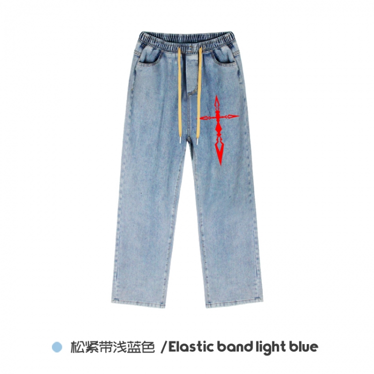 Fate stay night  Elasticated No-Zip Denim Trousers from M to 3XL NZCK02-9