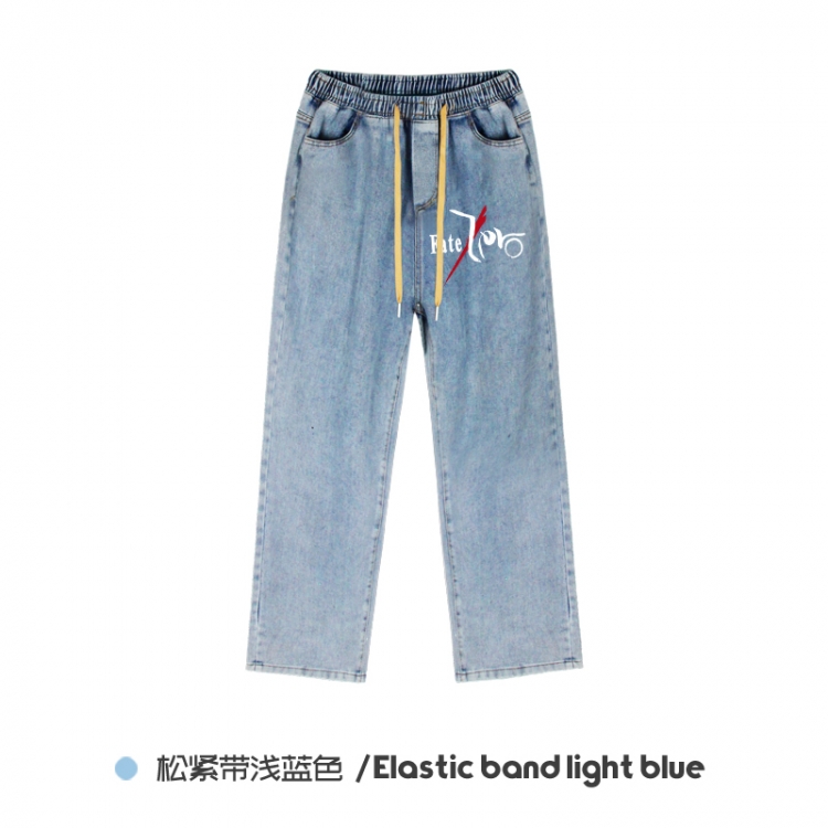 Fate stay night  Elasticated No-Zip Denim Trousers from M to 3XL NZCK02-12