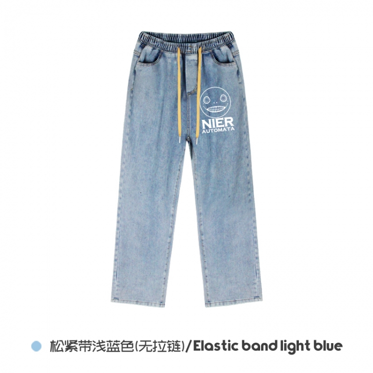 Nier:Automata Elasticated No-Zip Denim Trousers from M to 3XL  NZKC02-8