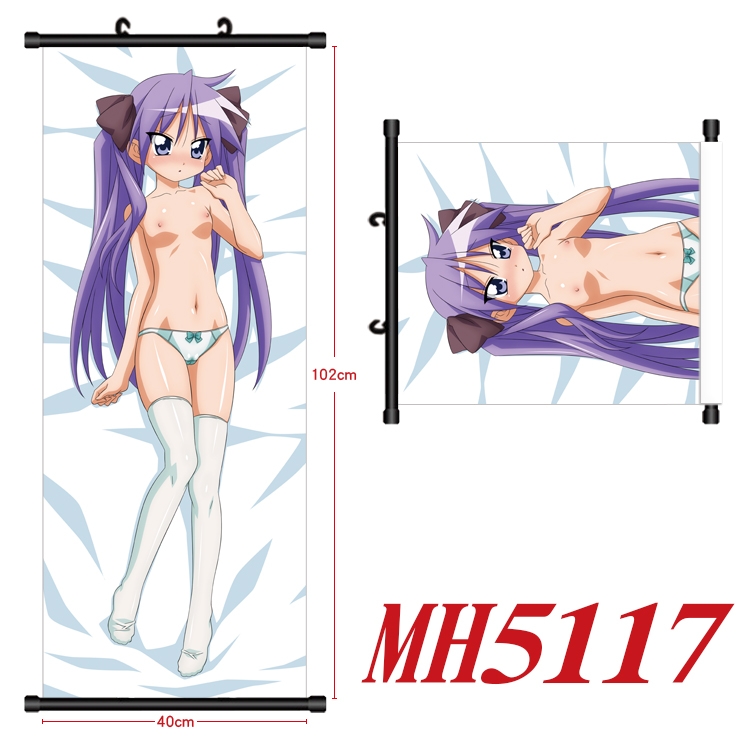 Lucky Star Anime black Plastic rod Cloth painting Wall Scroll 40X102CM  MH5117
