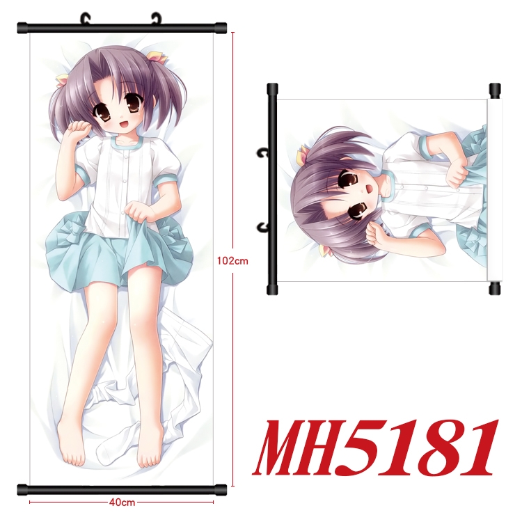 summer rain Anime black Plastic rod Cloth painting Wall Scroll 40X102CM  MH5181