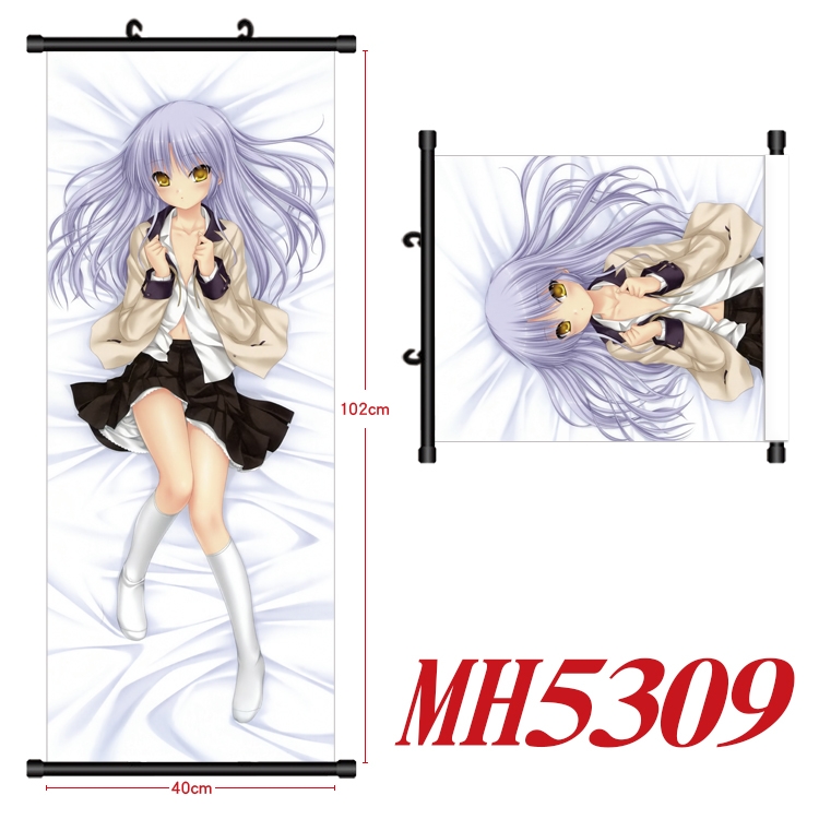 Angel Beats! Anime black Plastic rod Cloth painting Wall Scroll 40X102CM MH5309