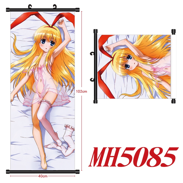 Gifted mahjong girl Anime black Plastic rod Cloth painting Wall Scroll 40X102CM MH5085