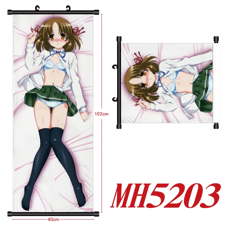 Omamori Himari Anime black Plastic rod Cloth painting Wall Scroll 40X102CM MH5203