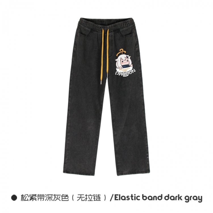 Genshin Impact Elasticated No-Zip Denim Trousers from M to 3XL NZCK01-12