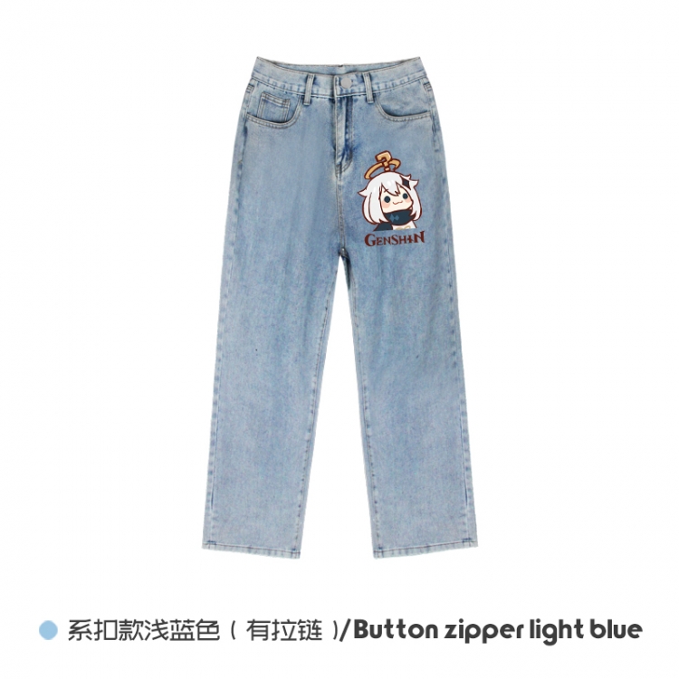 Genshin Impact Elasticated No-Zip Denim Trousers from M to 3XLNZCK03-2