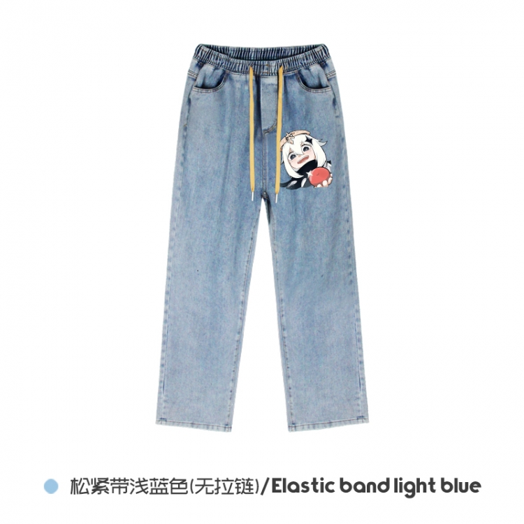 Genshin Impact Elasticated No-Zip Denim Trousers from M to 3XL NZCK02-7