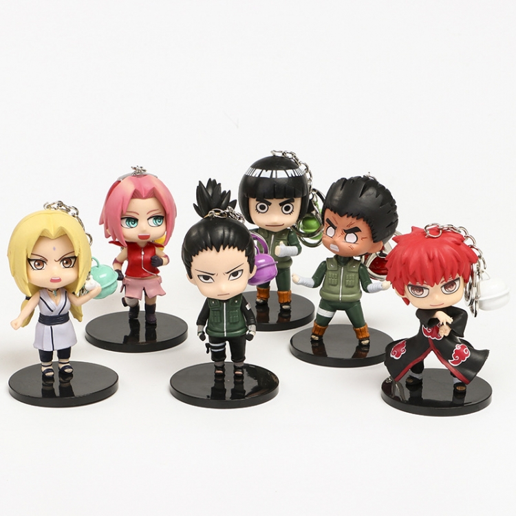 Naruto bell Pocket Figure Keychain 9CM a set of 6