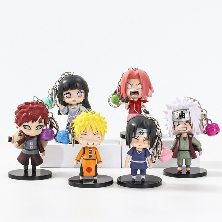 Naruto 2th generation bell Pocket Figure Keychain 9cm a set of 6