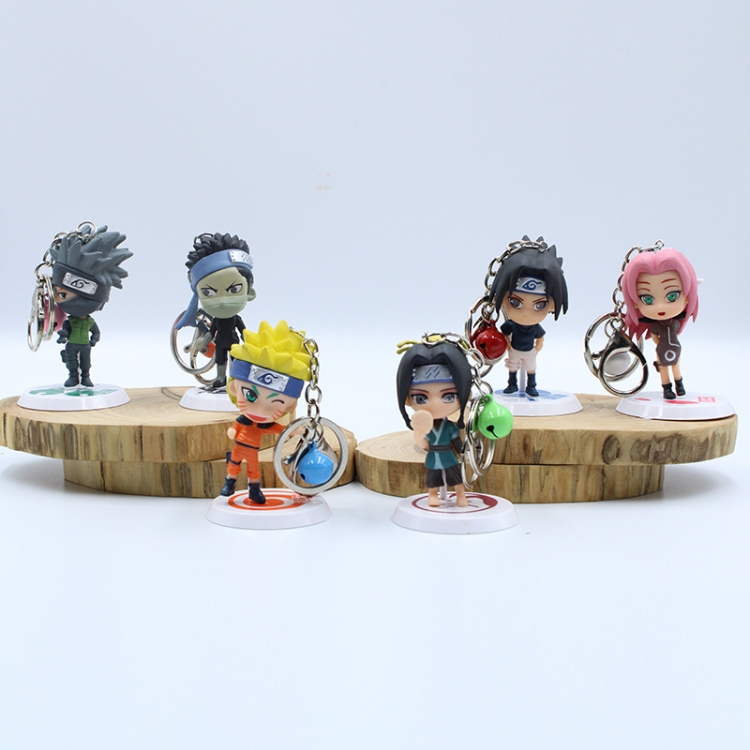 Naruto 18th generation bell Pocket Figure Keychain  7cm a set of 6