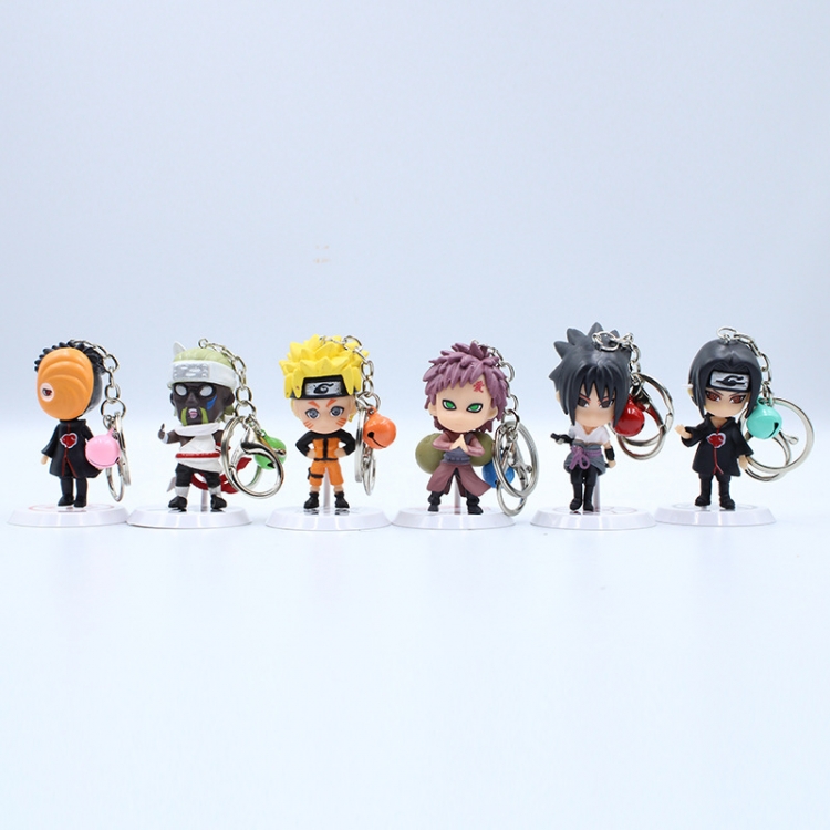 Naruto 19th generation bell Pocket Figure Keychain 7.5cm a set of 6