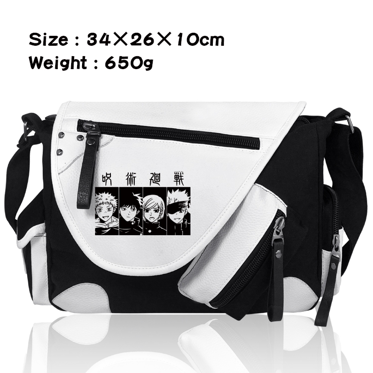 Jujutsu Kaisen PU Colorblock Leather Shoulder Crossbody Bag 34x26x10cm