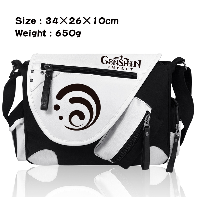 Genshin Impact   PU Colorblock Leather Shoulder Crossbody Bag 34x26x10cm