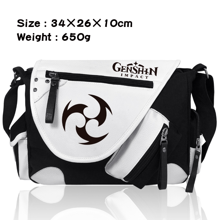 Genshin Impact   PU Colorblock Leather Shoulder Crossbody Bag 34x26x10cm