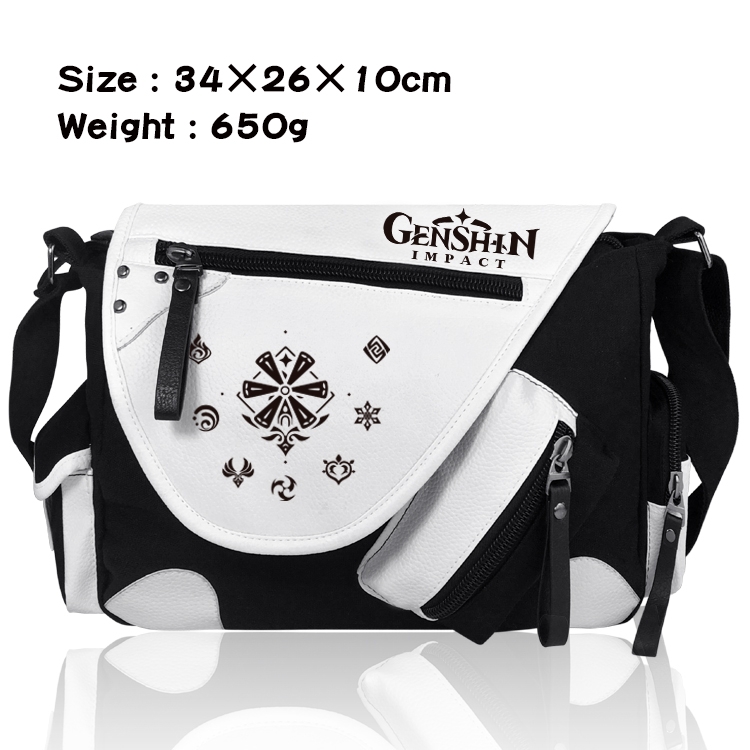 Genshin Impact   PU Colorblock Leather Shoulder Crossbody Bag 34x26x10cm