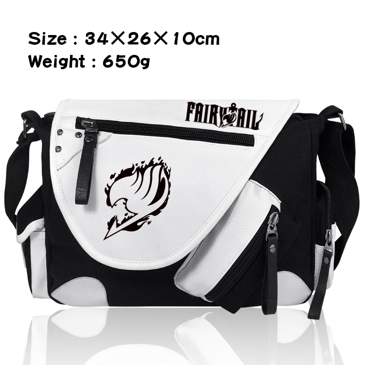 Fairy tail  PU Colorblock Leather Shoulder Crossbody Bag 34x26x10cm