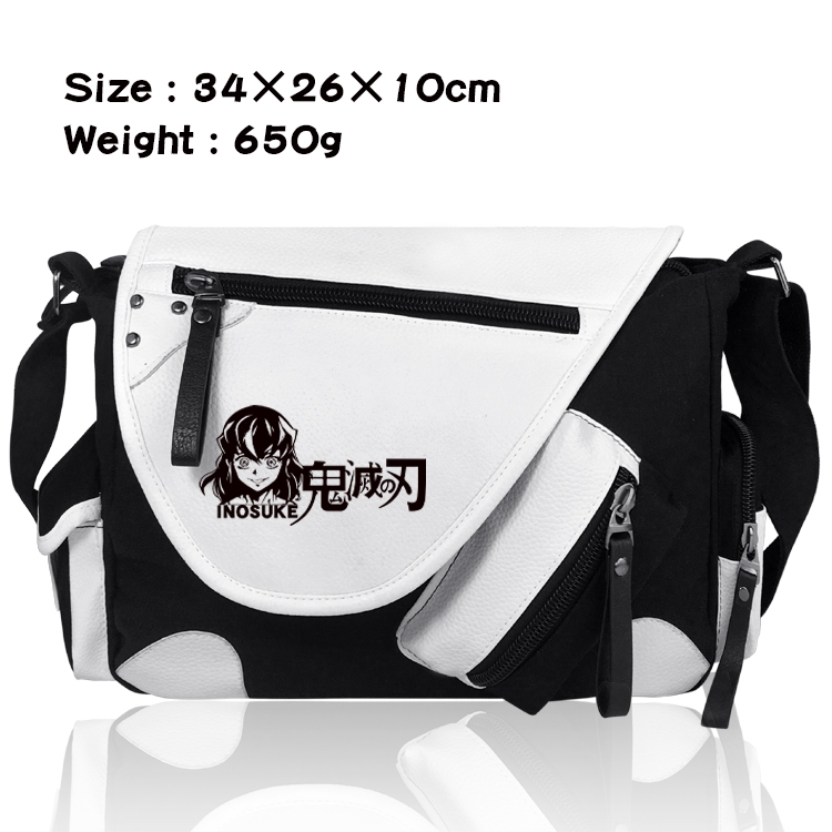 Demon Slayer Kimets PU Colorblock Leather Shoulder Crossbody Bag 34x26x10cm