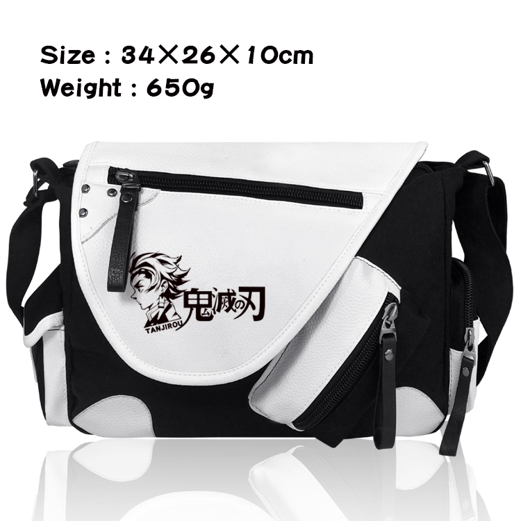 Demon Slayer Kimets PU Colorblock Leather Shoulder Crossbody Bag 34x26x10cm