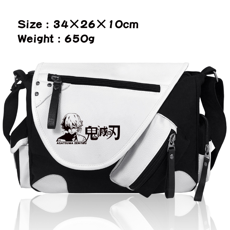 Demon Slayer Kimets PU Colorblock Leather Shoulder Crossbody Bag 34x26x10cm