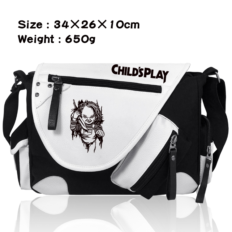 Chucky PU Colorblock Leather Shoulder Crossbody Bag 34x26x10cm