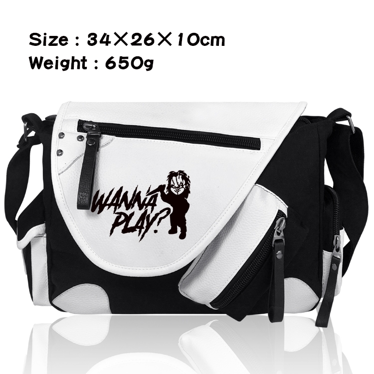 Chucky PU Colorblock Leather Shoulder Crossbody Bag 34x26x10cm