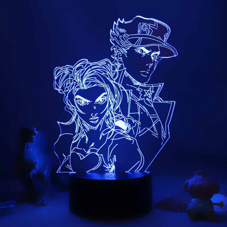JoJos Bizarre Adventure 3D night light USB touch switch colorful acrylic table lamp BLACK BASE 3302