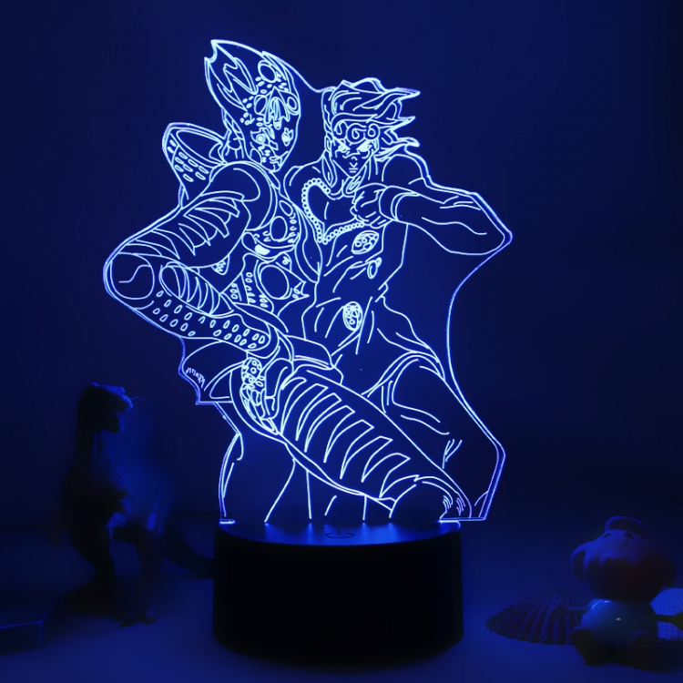 JoJos Bizarre Adventure 3D night light USB touch switch colorful acrylic table lamp BLACK BASE  1765