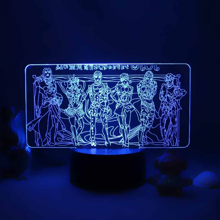 JoJos Bizarre Adventure 3D night light USB touch switch colorful acrylic table lamp BLACK BASE  2873