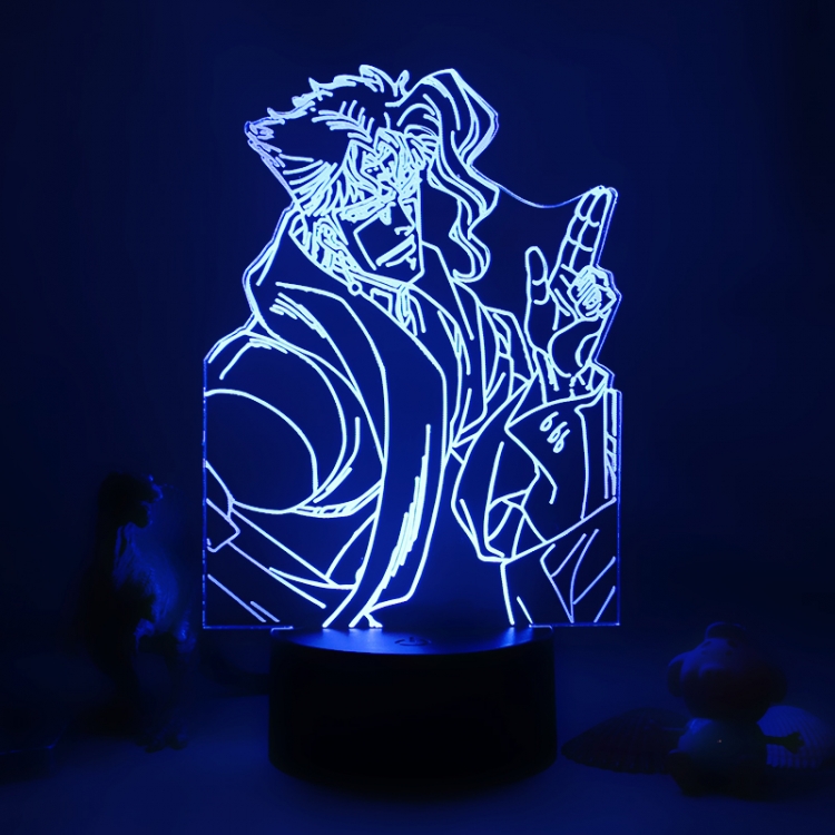 JoJos Bizarre Adventure 3D night light USB touch switch colorful acrylic table lamp BLACK BASE 1058