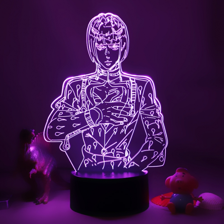 JoJos Bizarre Adventure 3D night light USB touch switch colorful acrylic table lamp BLACK BASE  1554