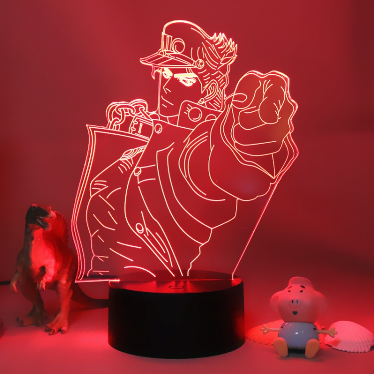 JoJos Bizarre Adventure 3D night light USB touch switch colorful acrylic table lamp BLACK BASE  1301