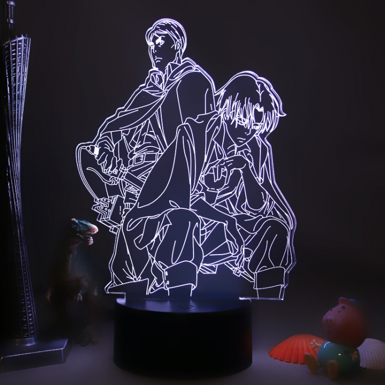 Shingeki no Kyojin 3D night light USB touch switch colorful acrylic table lamp BLACK BASE 