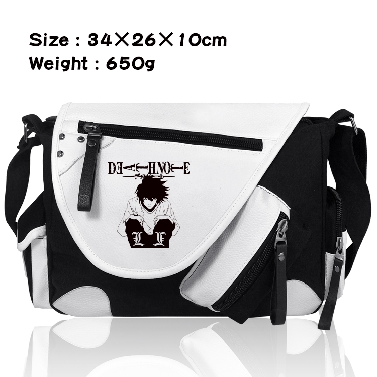 Death note PU Colorblock Leather Shoulder Crossbody Bag 34x26x10cm