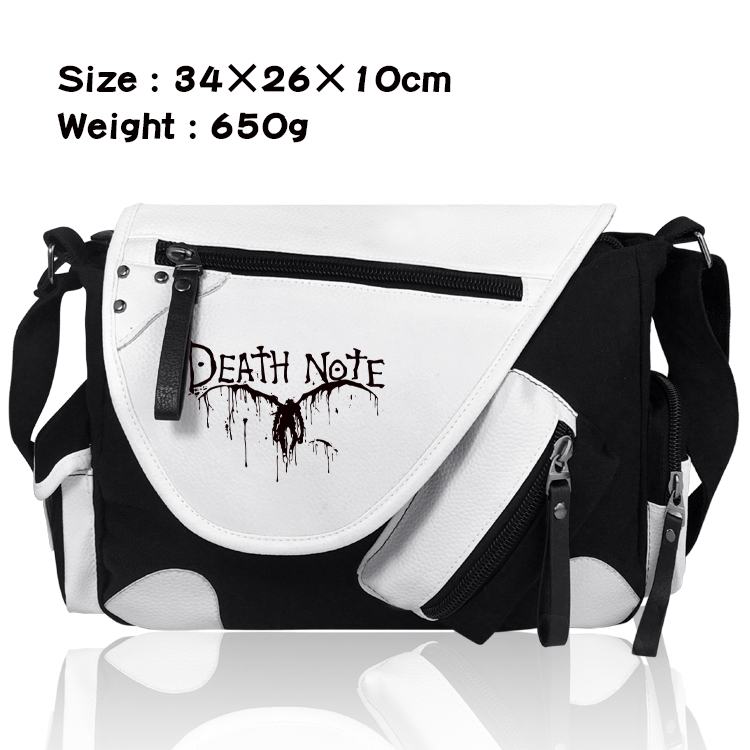 Death note PU Colorblock Leather Shoulder Crossbody Bag 34x26x10cm