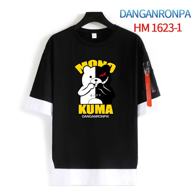 Dangan-Ronpa  Cotton Crew Neck Fake Two-Piece Short Sleeve T-Shirt from S to 4XL HM-1623-1
