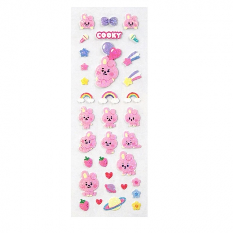 BTS Cartoon transparent sticker diary phone case decorative sticker  price for 10 pcs  