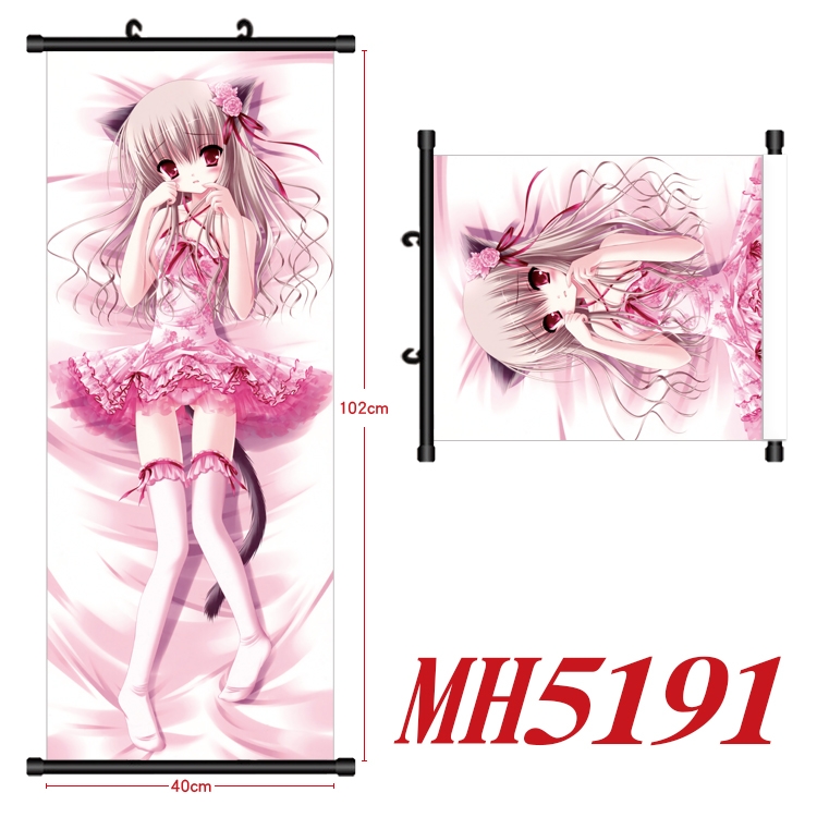 White night tea party Anime black Plastic rod Cloth painting Wall Scroll 40X102CM  MH5191