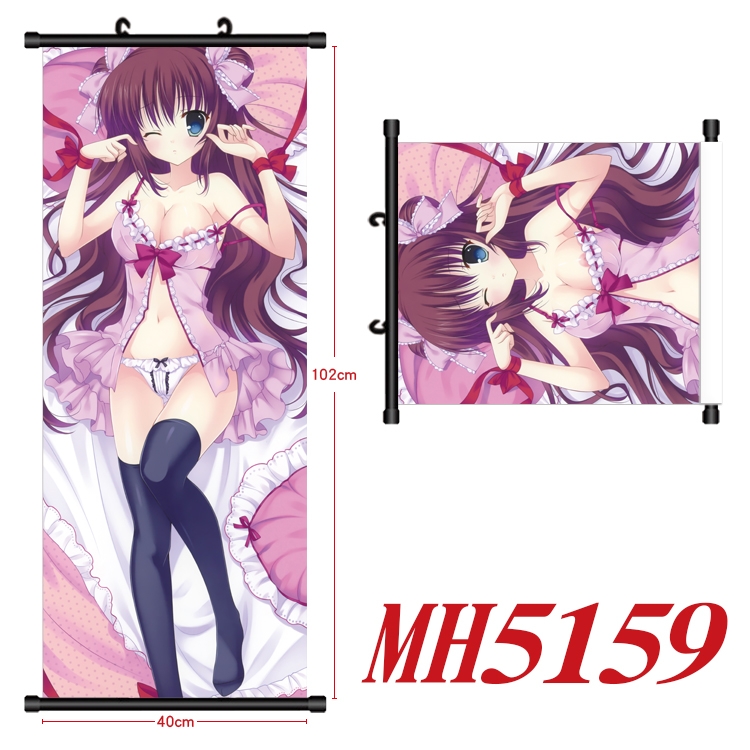 White night tea party Anime black Plastic rod Cloth painting Wall Scroll 40X102CM  MH5159