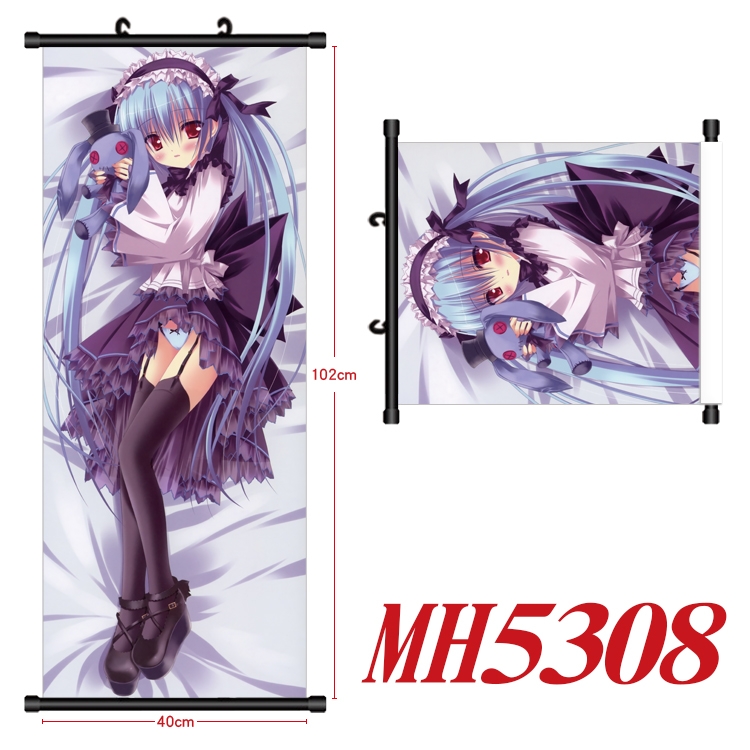 White night tea party Anime black Plastic rod Cloth painting Wall Scroll 40X102CM  MH5308