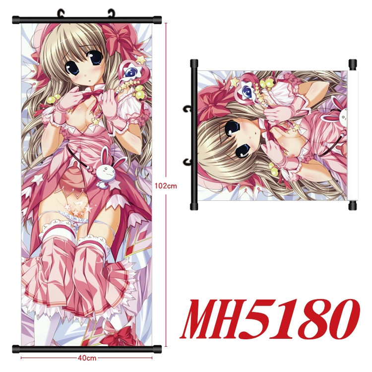 White night tea party Anime black Plastic rod Cloth painting Wall Scroll 40X102CM  MH5180