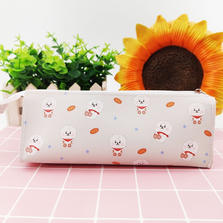  BTS PU leather pencil case student stationery storage bag cosmetic bag