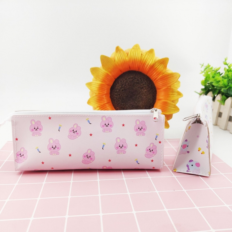  BTS PU leather pencil case student stationery storage bag cosmetic bag