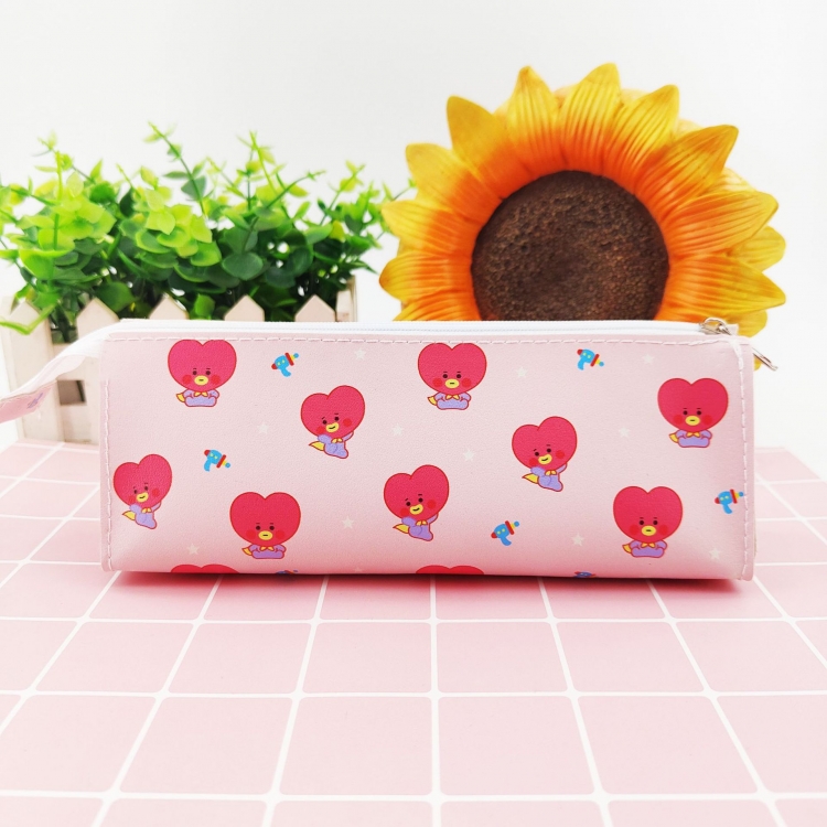  BTS PU leather pencil case student stationery storage bag cosmetic bag