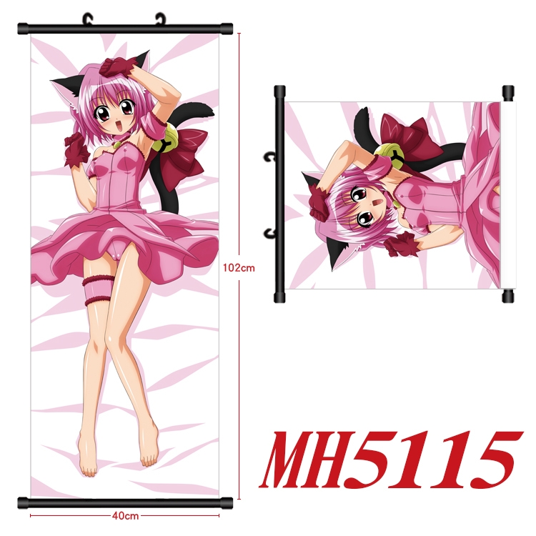 Mew Mew Anime black Plastic rod Cloth painting Wall Scroll 40X102CM   MH5115