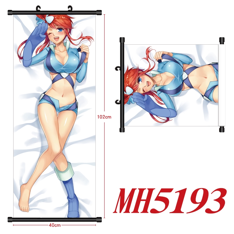 Pokémon Anime black Plastic rod Cloth painting Wall Scroll 40X102CM  MH5193