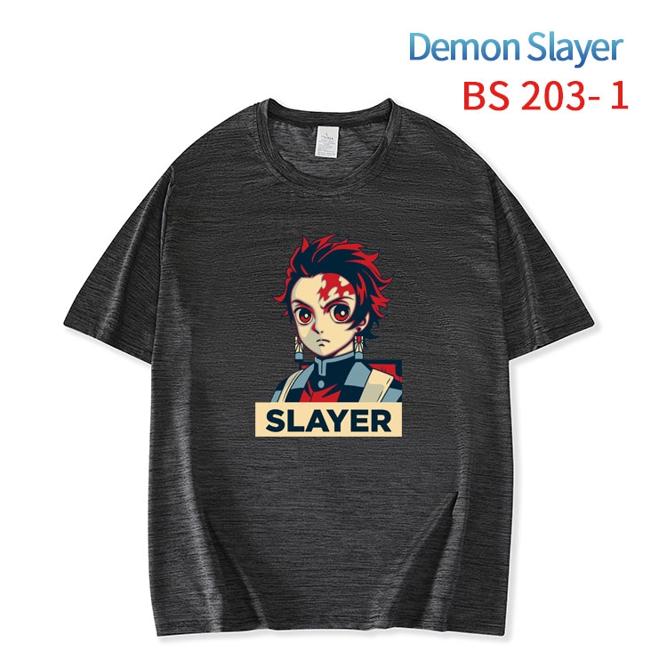 Demon Slayer Kimets New ice silk cotton loose and comfortable T-shirt from XS to 5XL BS-203-1