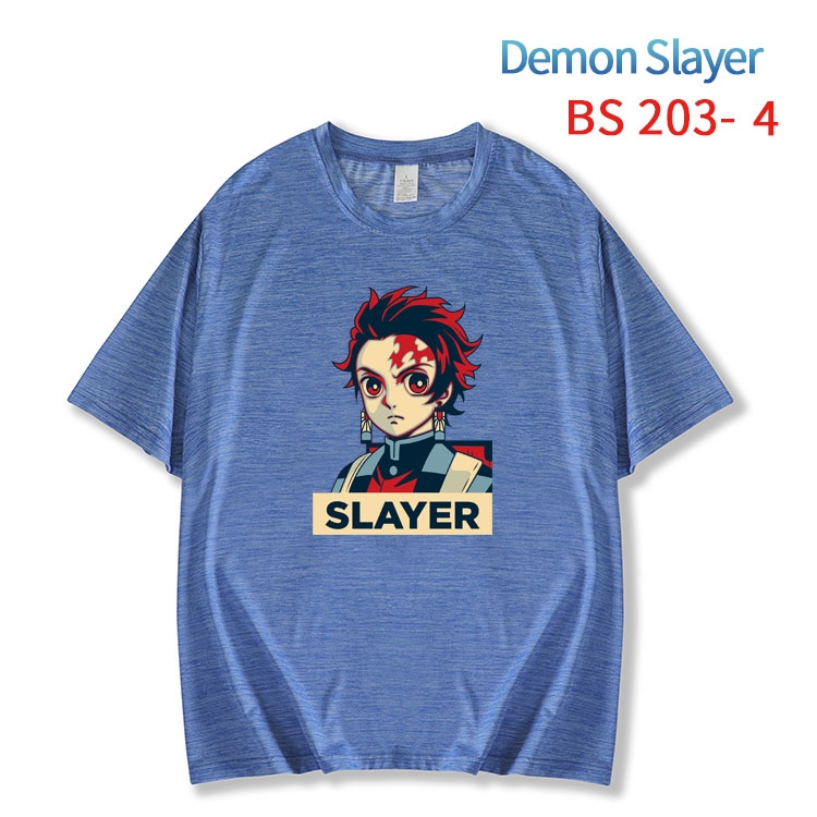 Demon Slayer Kimets New ice silk cotton loose and comfortable T-shirt from XS to 5XL  BS-203-4